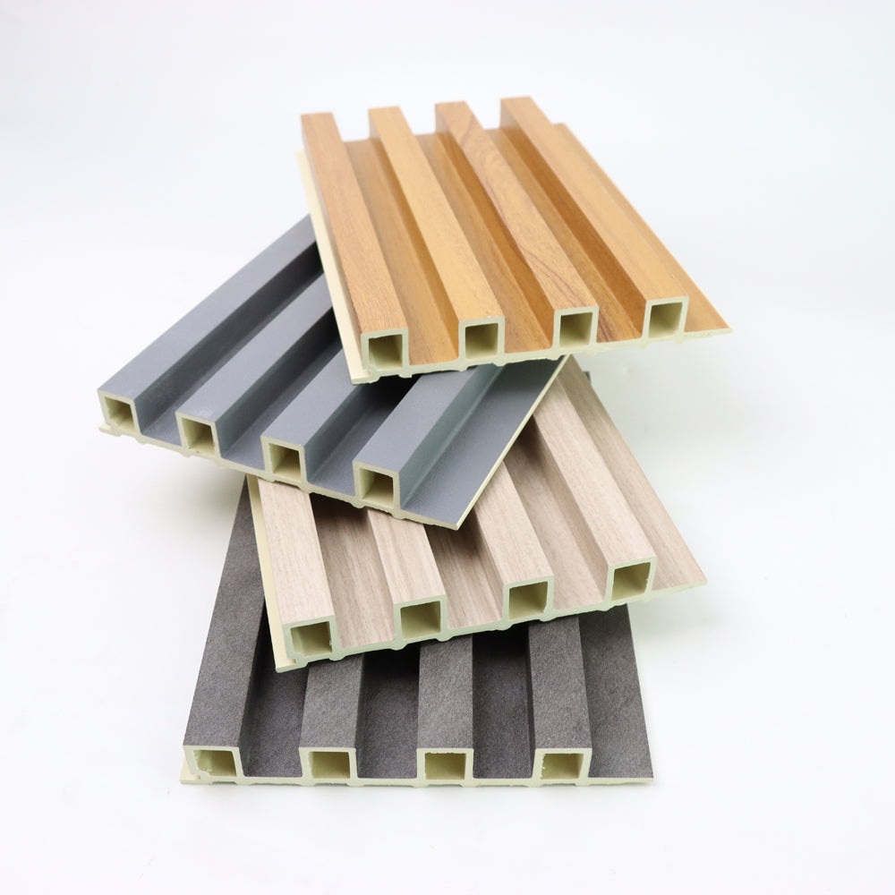 Stacked short hollow profile sections in several finishes