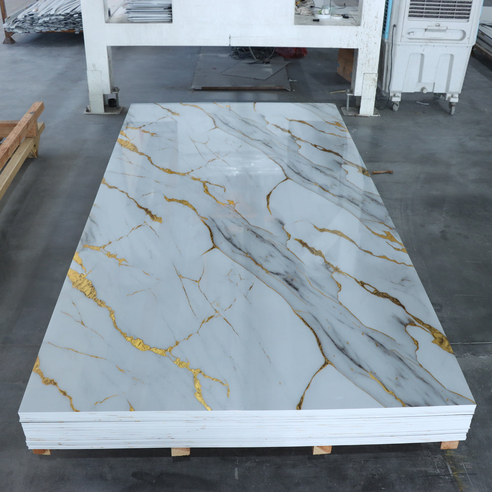 PVC marble wall panel with marble-look finish for commercial interior wall projects
