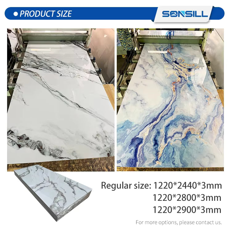 3D Printed High Gloss UV Marble Sheet for Interior Decoration-PVC Resin+Calcium Carbonate, 2–3mm — image 10