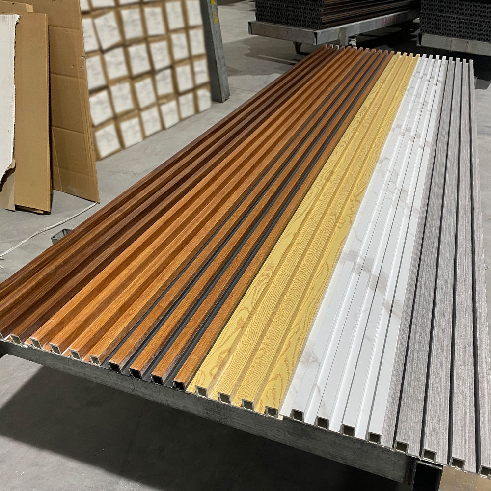 Waterproof Fireproof PVC WPC Wall Panel Slat Board for Indoor/Outdoor Wall Decoration-Wood Plastic Composit... — image 1