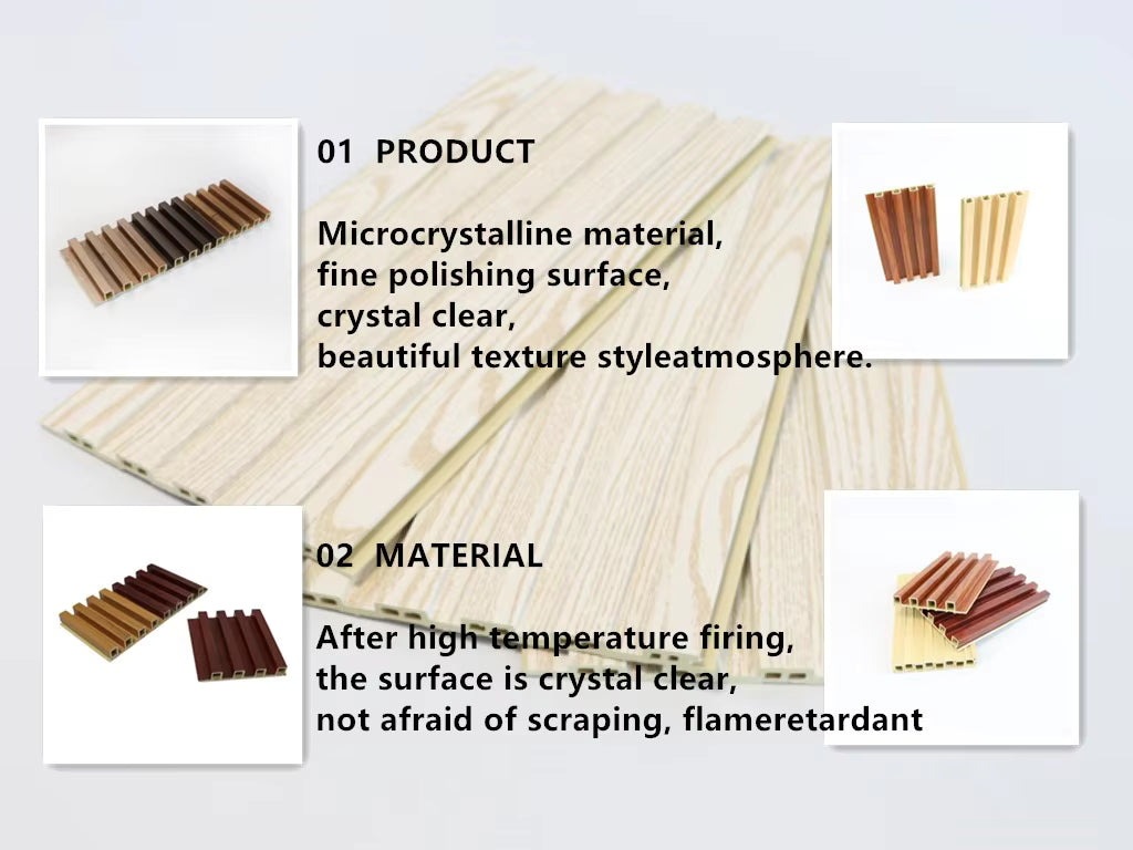 Waterproof Fireproof PVC WPC Wall Panel Slat Board for Indoor/Outdoor Wall Decoration-Wood Plastic Composit... — image 5