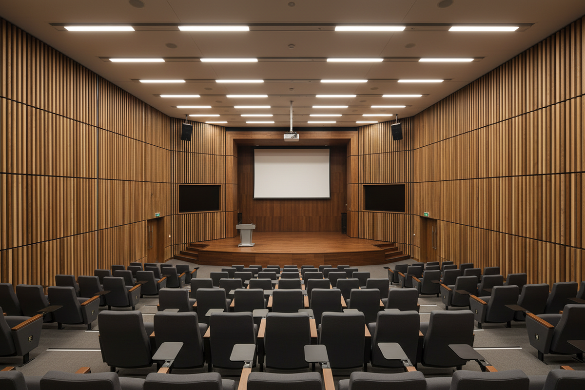 SONSILL PET阻燃WPC声学板 报告厅场景
